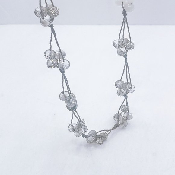 Chico's Silver Multi White & Crystal Small Beads Necklace Long - Picture 4 of 6